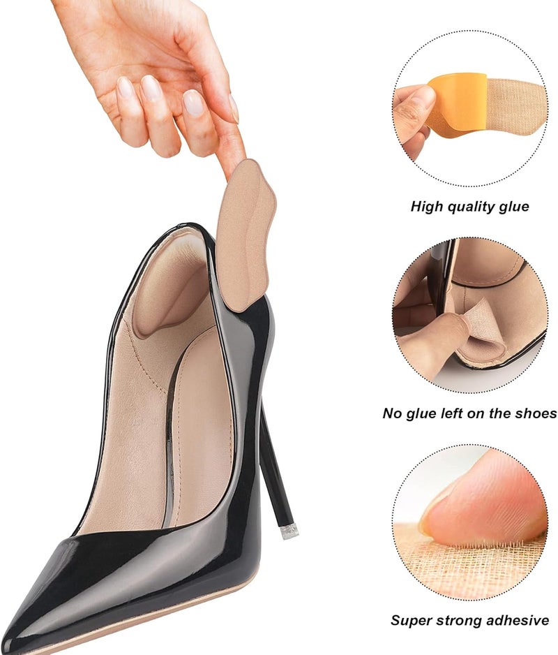Riootlnm Heel Pads for Shoes That are Too Big, Heel Inserts for Women, Heel Grips for Womens Shoes, Heel Protectors, Heel Cushion Liners for Blisters Loose Shoes, Shoe Fillers (Foam RosybrownBlack 4Pairs) - Image 4